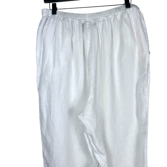 FLAX 100% Linen Wide Leg Elastic Waist Pants in White Size L (14, 16, 18) - Picture 9 of 11